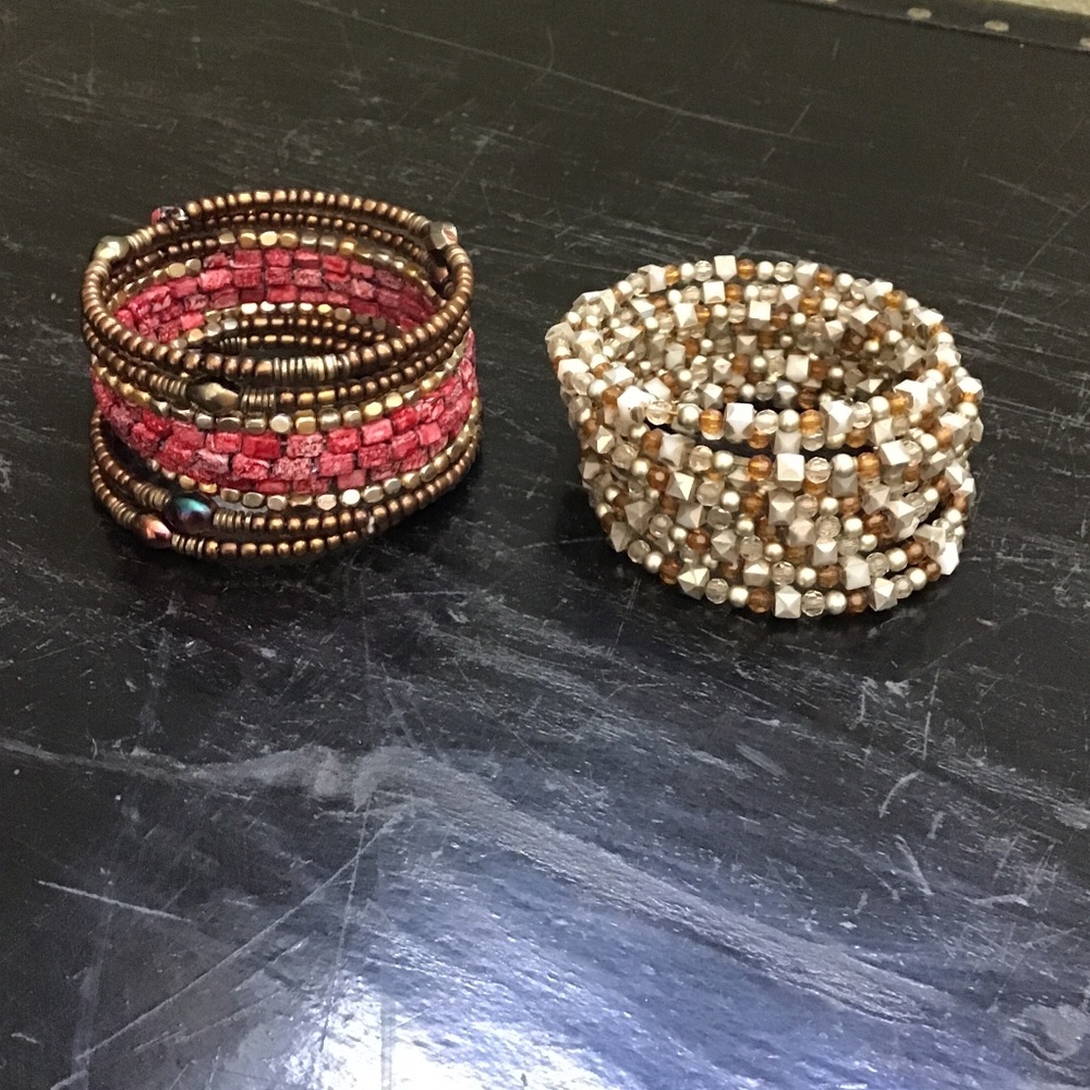Set of 2 Multi-strand beaded bracelets